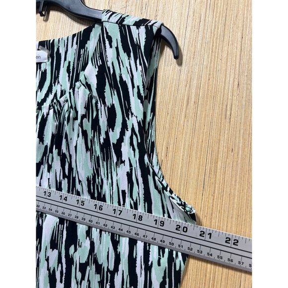 Calvin Klein - Women's Sleeveless Printed Blouse - Black/Mint/White - Small - Picture 3 of 13
